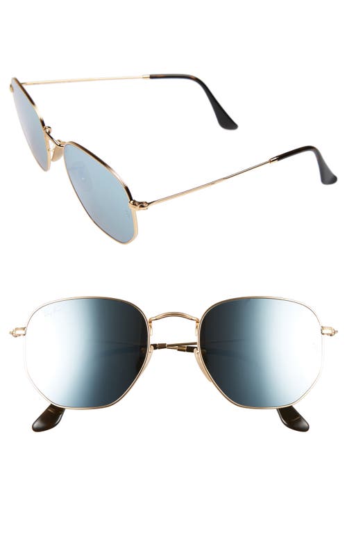 Ray Ban Ray-ban 54mm Hexagonal Flat Lens Sunglasses In Gold/grey