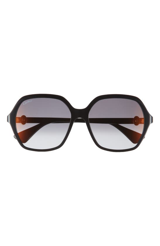 Shop Cartier 57mm Square Sunglasses In Black