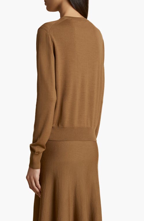 Shop Khaite Senta Wool Blend V-neck Sweater In Cafe