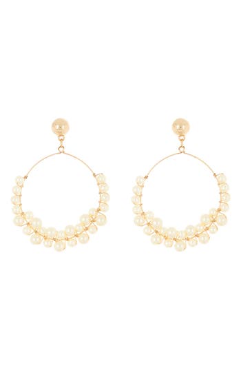 Area Stars Imitation Pearl Ring Drop Earrings In Gold