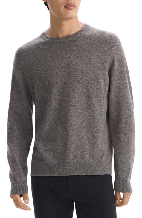 Theory outlet Gray Tight Knit Crew Neck Cotton Blend Designer Pullover Sweater Men's M