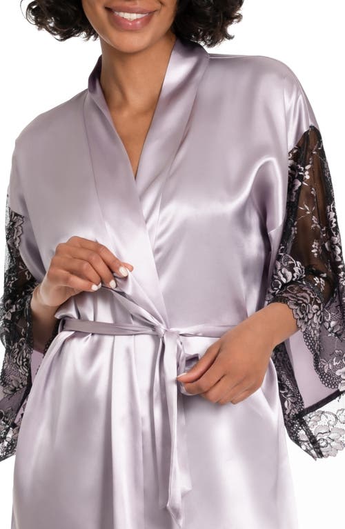 Shop In Bloom By Jonquil Ilana Lace Trim Satin Robe In Silver Lilac