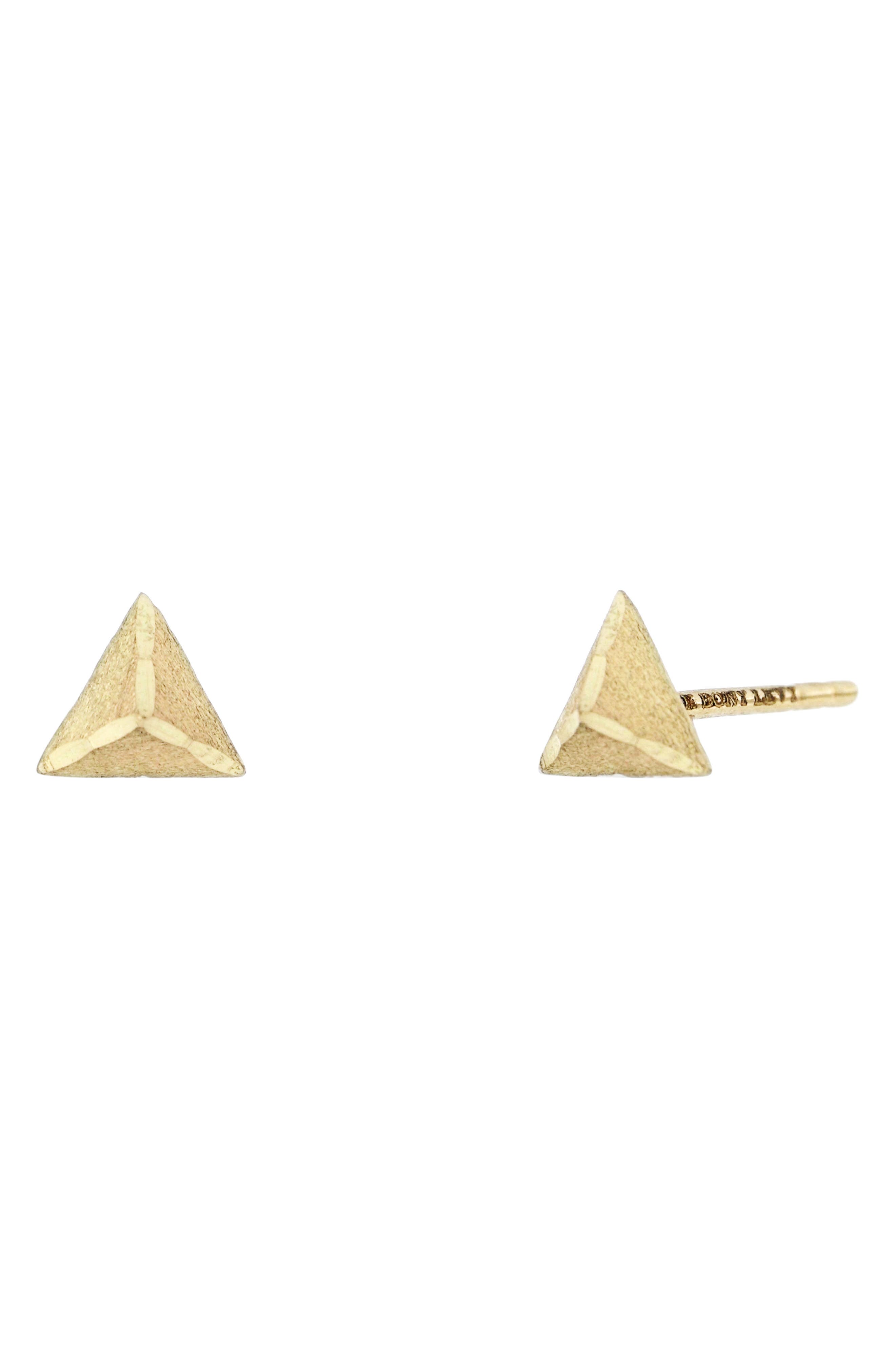 14k gold pyramid stud earrings