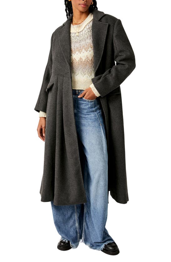 Shop Free People Victoria Princess Seam Coat In Heathered Charcoal