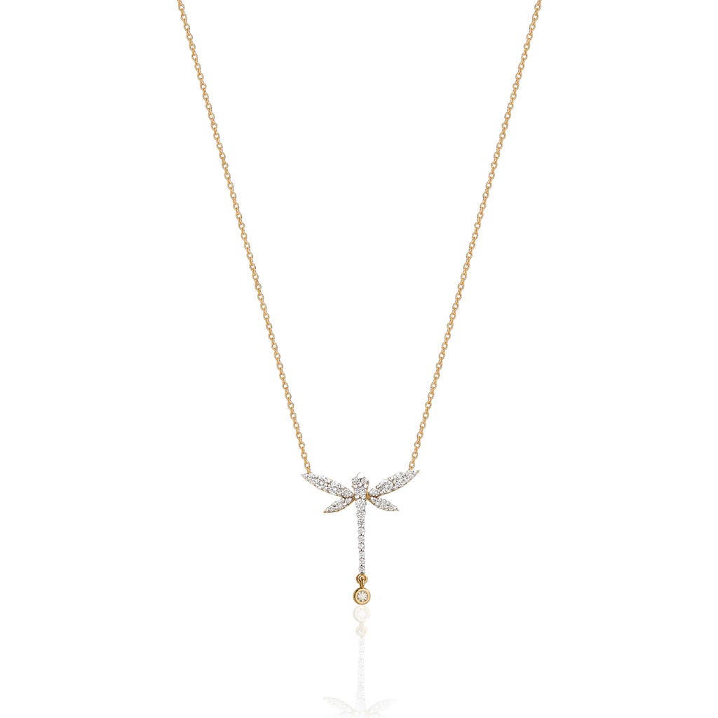 Gabi Rielle 14k Over Silver Cz Mini Dragonfly Necklace In Gold