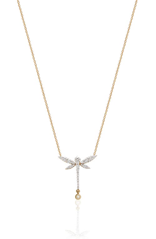 Gabi Rielle 14k Over Silver Cz Mini Dragonfly Necklace In Gold