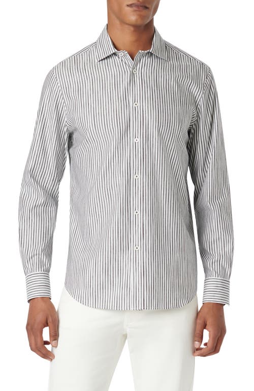 Bugatchi Axel Shaped Fit Woven Button-Up Shirt Asphalt at Nordstrom,