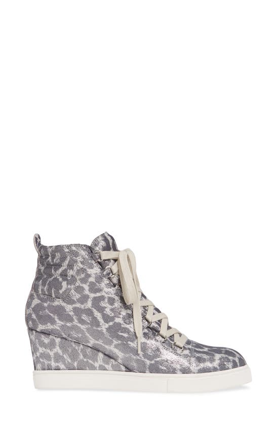 Linea Paolo Fenton Wedge Sneaker In Silver Suede