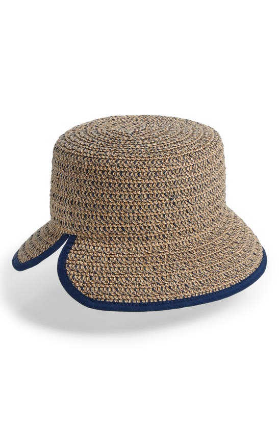 Shop Nine West Split Back Bucket Hat In Navy Multi