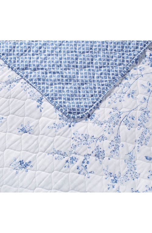 Laura Ashley Flora Twin Quilt & Sham Set In Blue