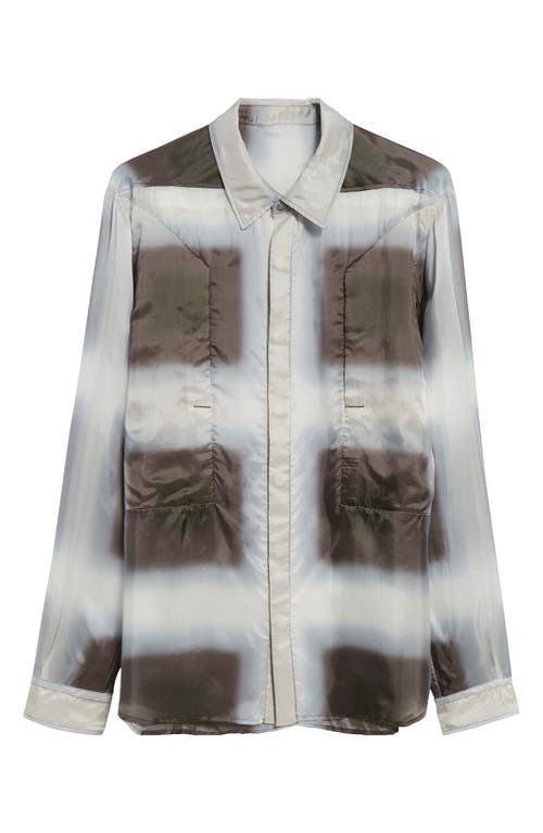 Shop Rick Owens Fogpocket Satin Button-up Shirt In Pale Blue Plaid