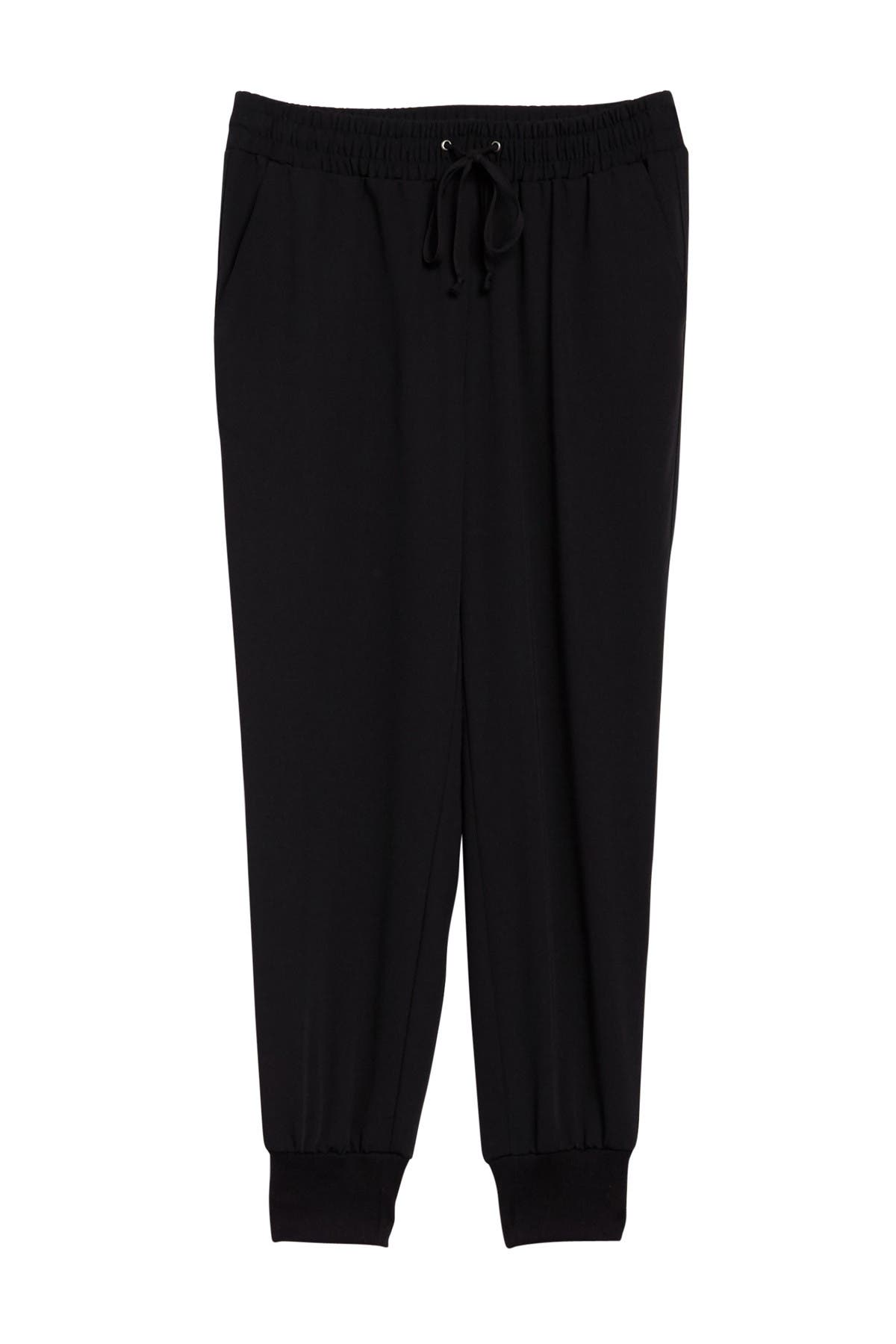 Gotta Have It Drawstring Waist Taffeta Jogger Pants Set (Black) main image 1