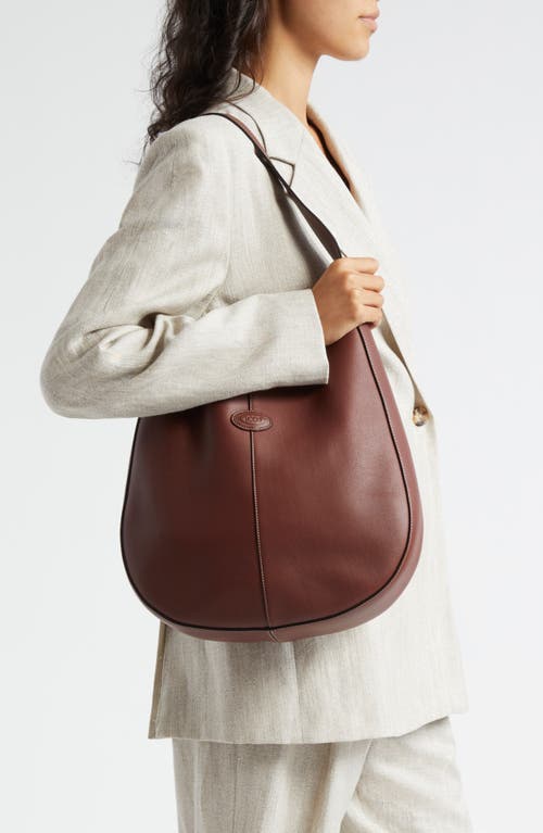 Shop Tod's Medium Di Bag Leather Hobo Bag In Mogano