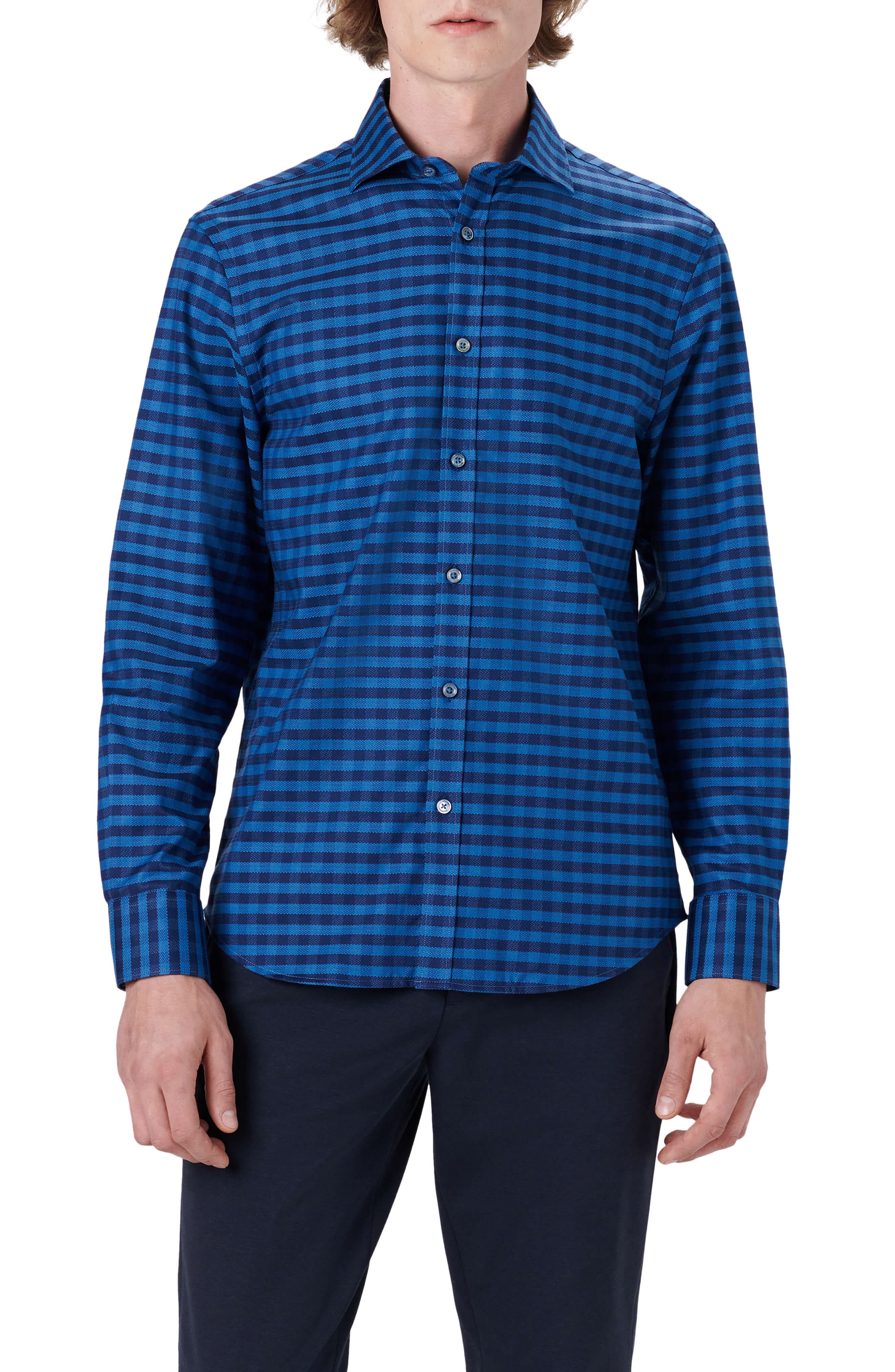 Bugatchi Classic Fit Check Stretch Cotton ButtonUp Shirt Nordstrom