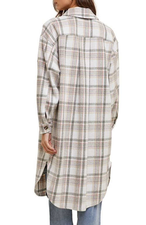 Wishlist Plaid Brushed Long Shacket In Cream