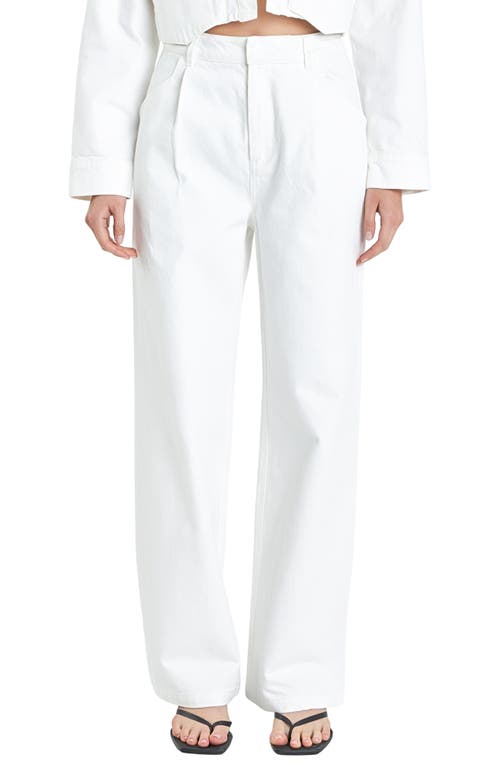 Shop Grey Lab High Waist Wide Leg Pants In Off White