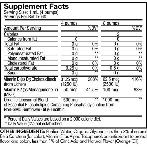 Codeage Liposomal Vitamin D3 + K2 Liquid Drops Supplement, Vegan D3 Cholecalciferol, MK-7, 2 fl oz in White at Nordstrom