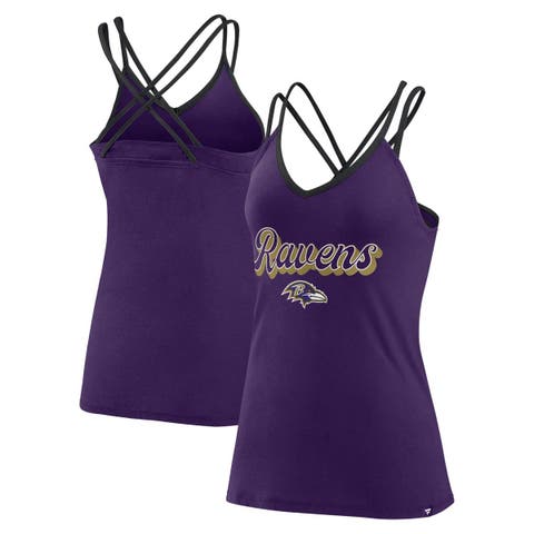 Women's Majestic Threads Purple Baltimore Ravens Bleach Splatter Notch Neck  Crop T-Shirt
