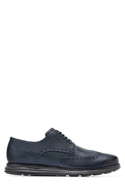 Shop Cole Haan Original Grand Wingtip Derby In Navy Blazer/saffiano