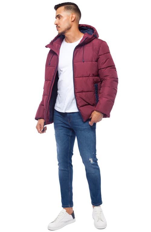 Rokka&rolla Heavyweight Thermal Heat Puffer Jacket In Burgundy