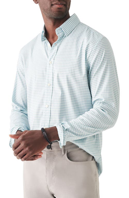 Faherty The Movement Plaid Button-Up Shirt in Teal Gingham
