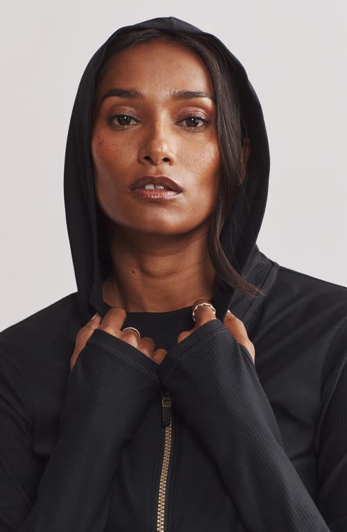 Shop Rhone Ripple Performance Zip-up Hoodie In Black