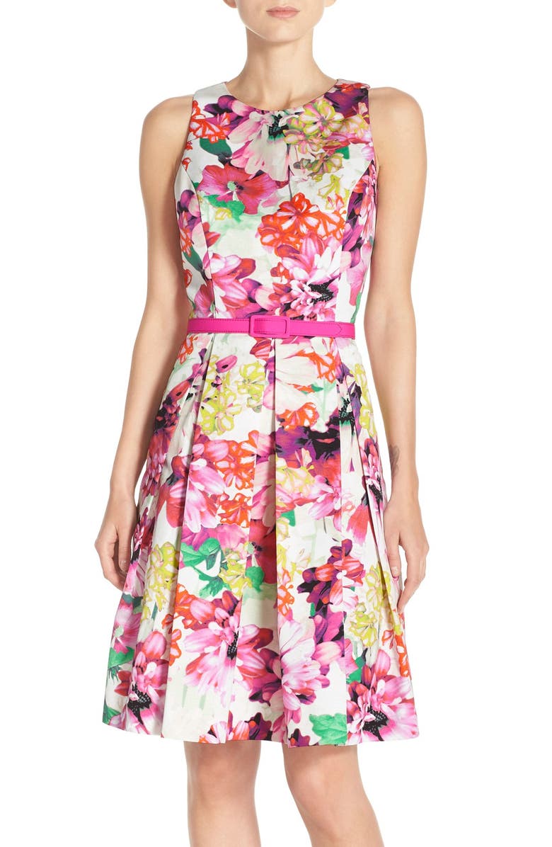 Eliza J Floral Faille Fit & Flare Dress (Regular & Petite) | Nordstrom