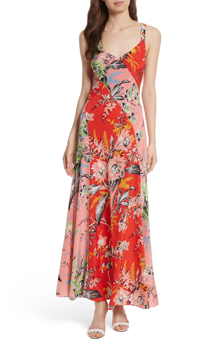 Diane von Furstenberg Paneled Silk Maxi Dress | Nordstrom
