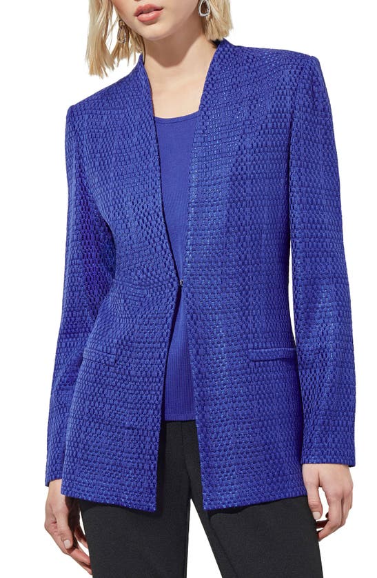 Shop Ming Wang Knit Jacket In Sapphire Sea