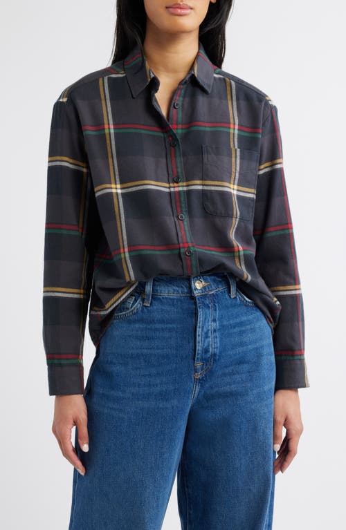 Pendleton Oversize Plaid Flannel Button-Up Shirt in Black Multi Plaid 