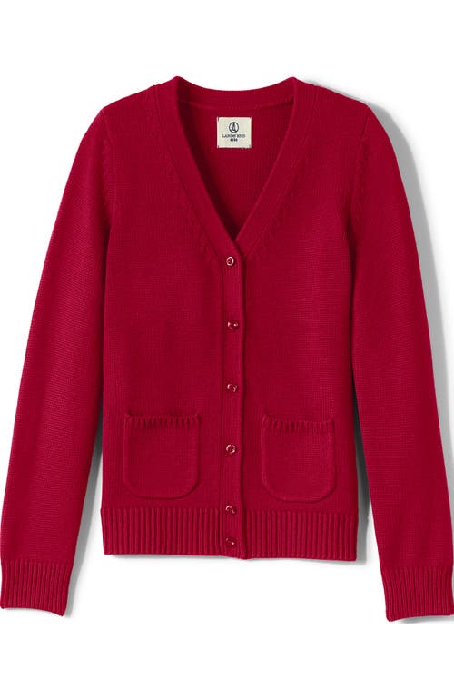 Lands' End School Uniform Girls Cotton Modal Button Front Cardigan Sweater In Red