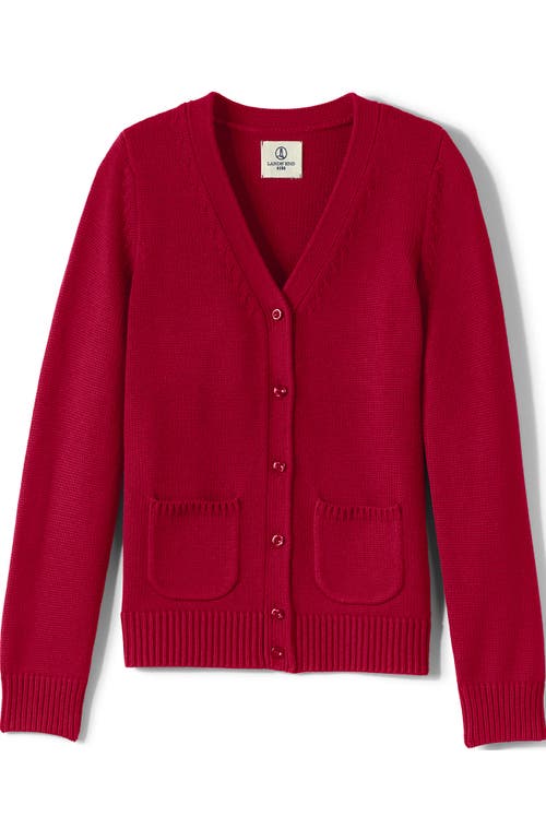 Shop Lands' End School Uniform Girls Cotton Modal Button Front Cardigan Sweater In Red