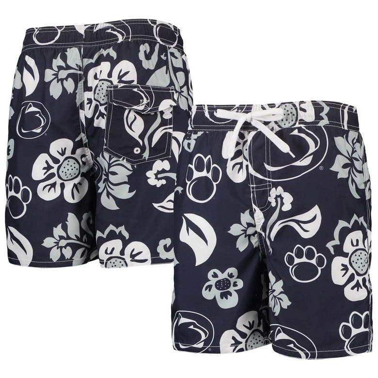 WES & WILLY YOUTH WES & WILLY NAVY PENN STATE NITTANY LIONS FLORAL VOLLEY SWIM TRUNKS
