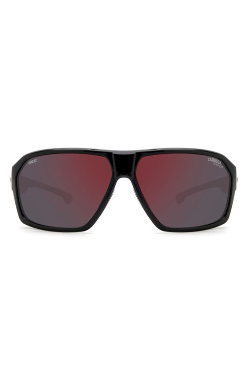 Carrera Eyewear x Dacati Carduc 66mm Oversize Rectangle Flat Top Sunglasses in Black/Rdmir Pz Highco