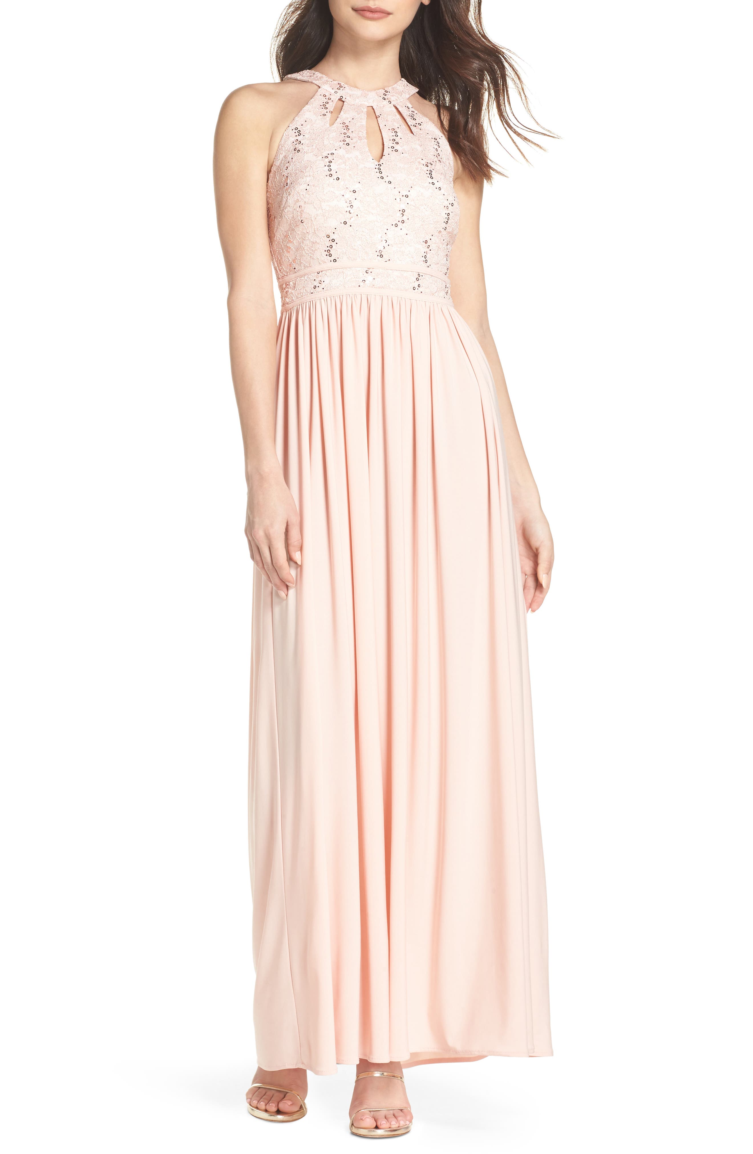 morgan & co lace keyhole gown