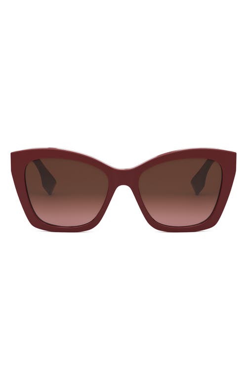 Shop Fendi ' Lettering 55mm Gradient Square Sunglasses In Shiny Red/gradient Brown