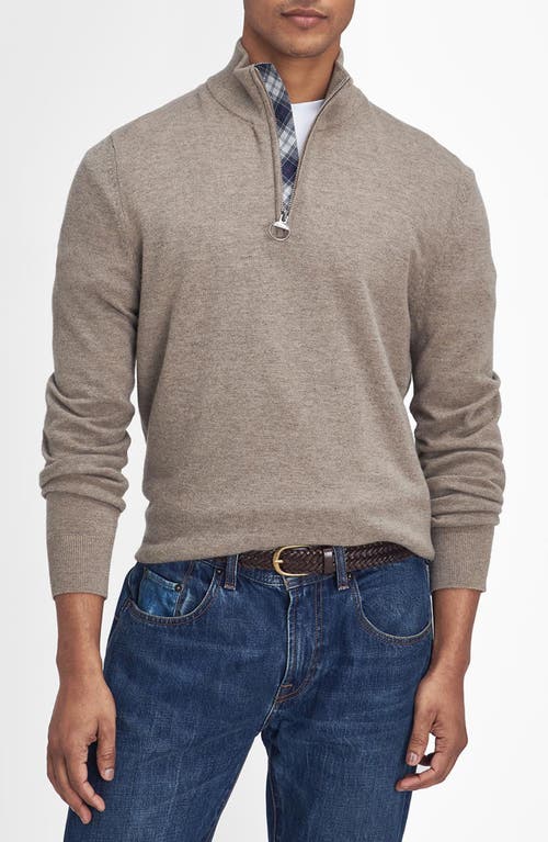 Shop Barbour Marlow Merino Wool & Cashmere Half Zip Sweater In Stone