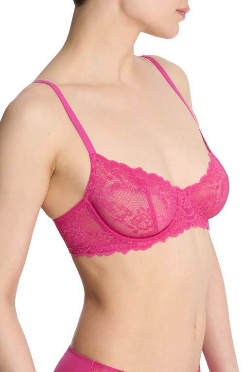 Shop Natori Heavenly Lace Convertible Balconette Bra In Raspberry Glaze