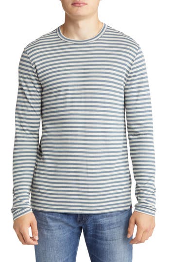 Faherty Men's Striped Reversible Pima Cotton Blend Tee In Marine Ivory Stripe