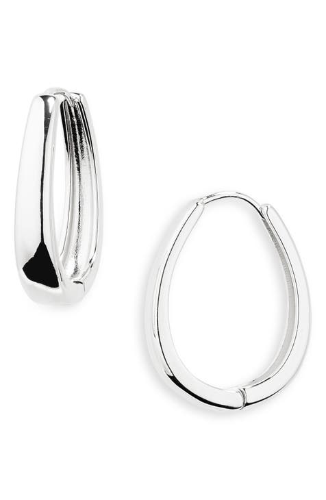 Oval Huggie Hoop Earrings