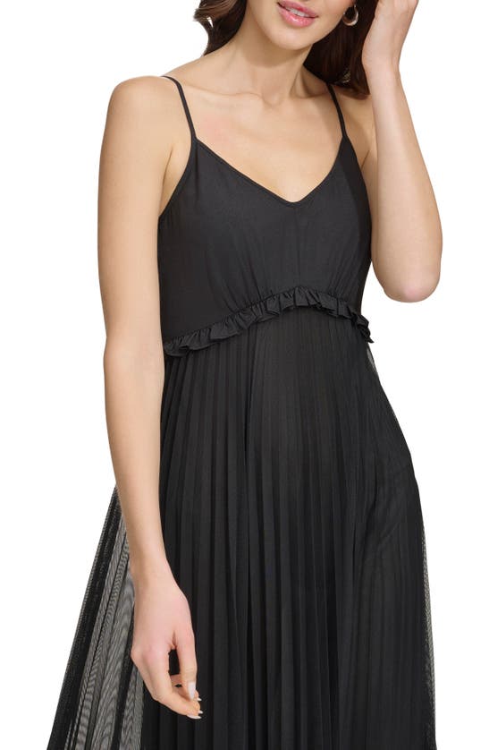 Shop Dkny Sleeveless Pleated Maxi Dress In Black