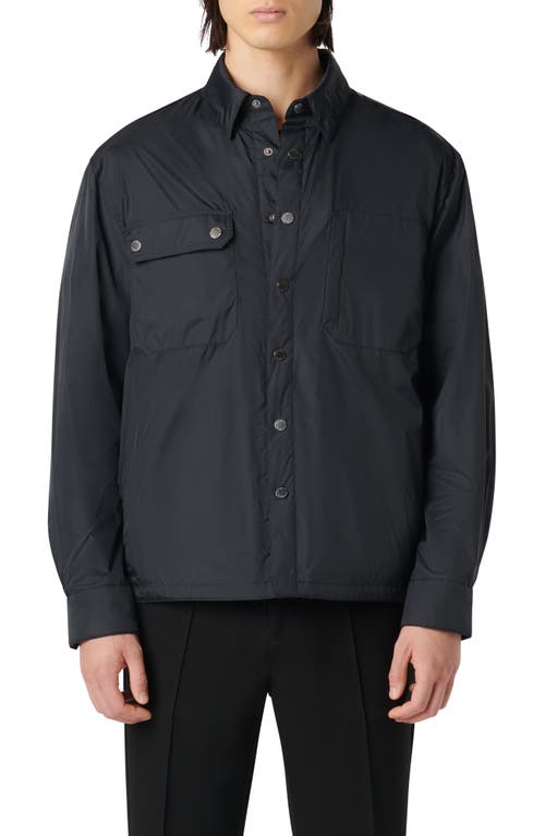 Bugatchi Water Resistant Nylon Shirt Jacket Black at Nordstrom,