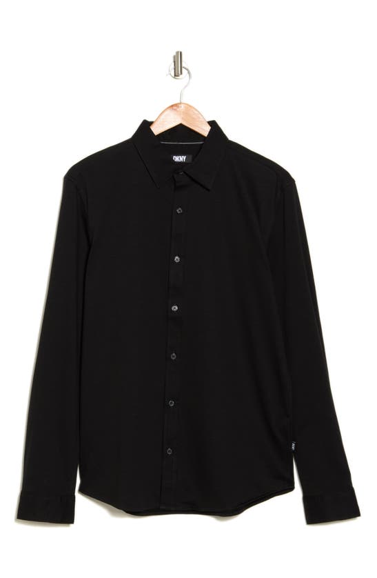 Shop Dkny Sportswear Metropolis Button-up Shirt In Black