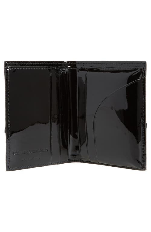 Shop Comme Des Garçons Wallets Reversed Corner Patent Leather Card Case In Black