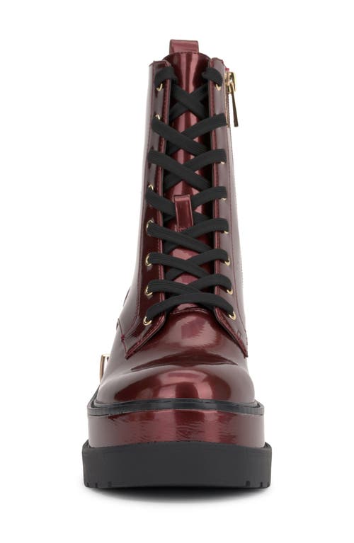 Shop Jessica Simpson Imelda Lace-up Platform Moto Bootie In Oxblood