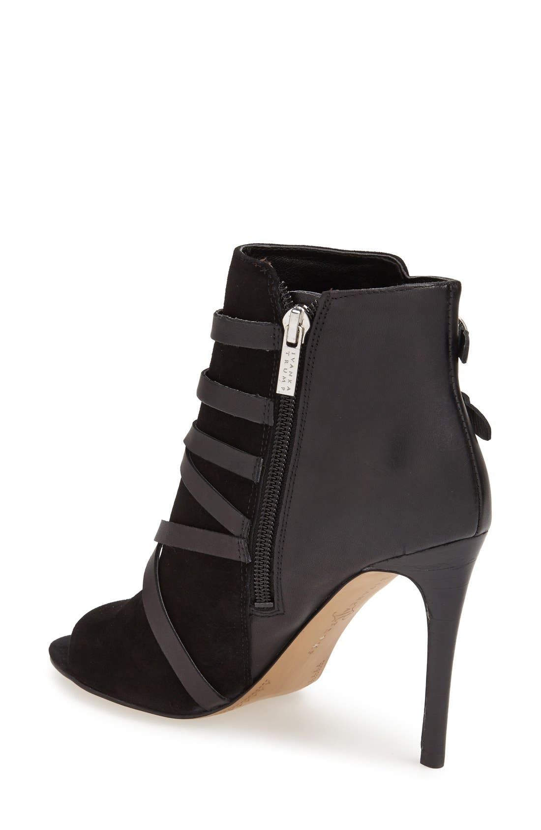 IVANKA TRUMP,
                                                'Sinclair' Leather & Suede Peep Toe Bootie,
                                                Alternate thumbnail 2, color,
                                                002
