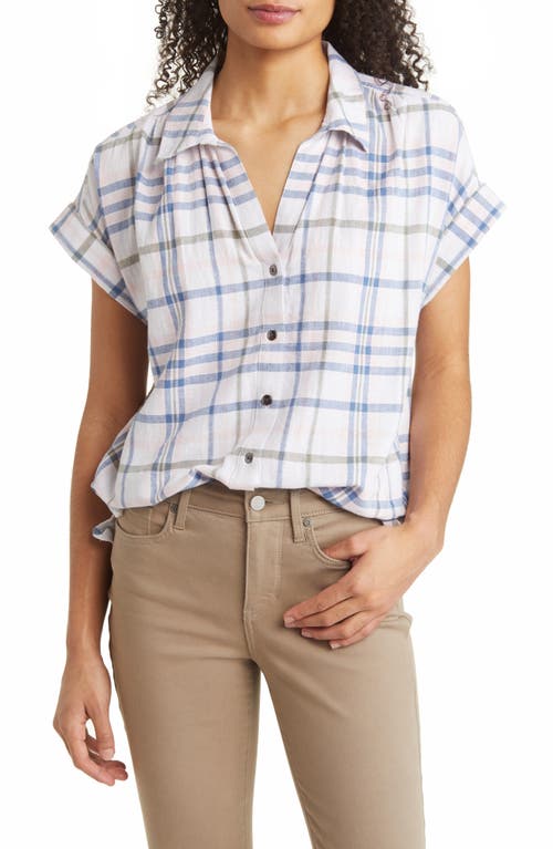 caslon(r) Stripe Woven Shirt in White- Blue Olivia Plaid