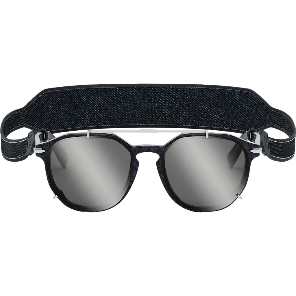 Dior 'blacksuit Ri 56mm Mirrored Round Sunglasses In Black