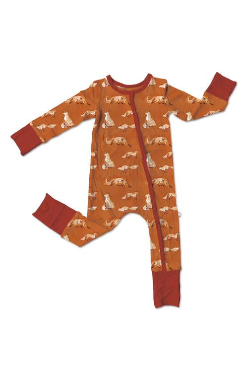 Laree + Co Tripp Fox Print Convertible Footie Pajamas in Orange