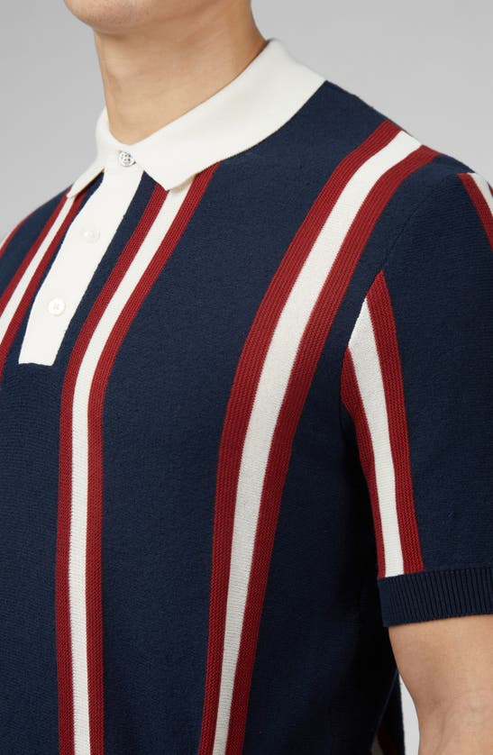 Shop Ben Sherman Mod Stripe Rugby Polo Sweater In Dark Navy